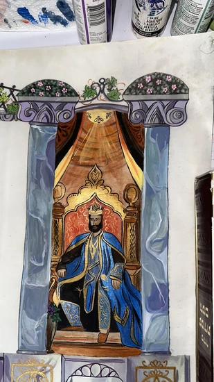 ציור על קלף למגילת אסתר