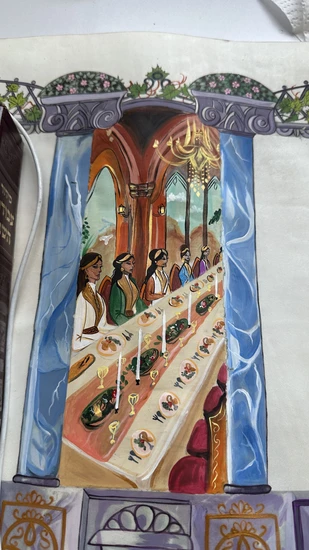 ציור על קלף למגילת אסתר