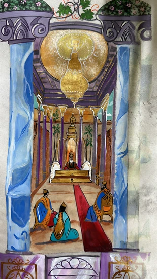 ציור על קלף למגילת אסתר