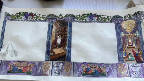 ציור על קלף למגילת אסתר